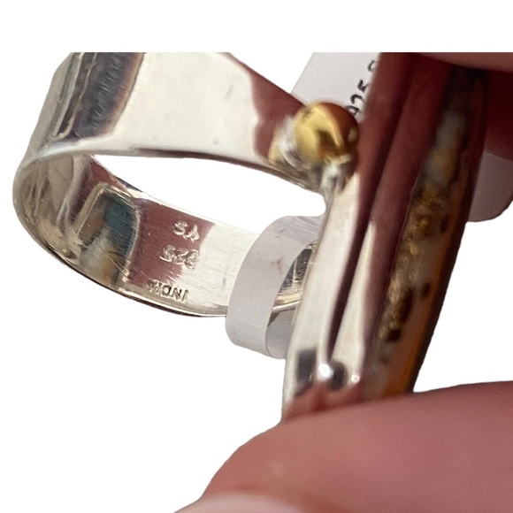 NWT Sterling silver large ring gemstone oyster copper turquoise size 7 - Picture 9 of 10